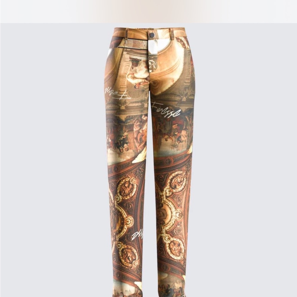 Finesse Artistic Print Women's Jeans Dress - Brown and Cream